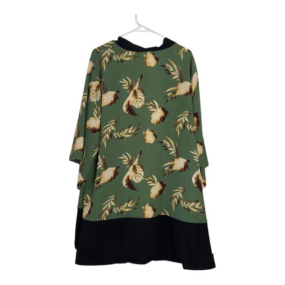 LuLaRoe Womens Floral Print Kimono Cardigan Green/Black Trim Size L Open Front - Picture 8 of 11